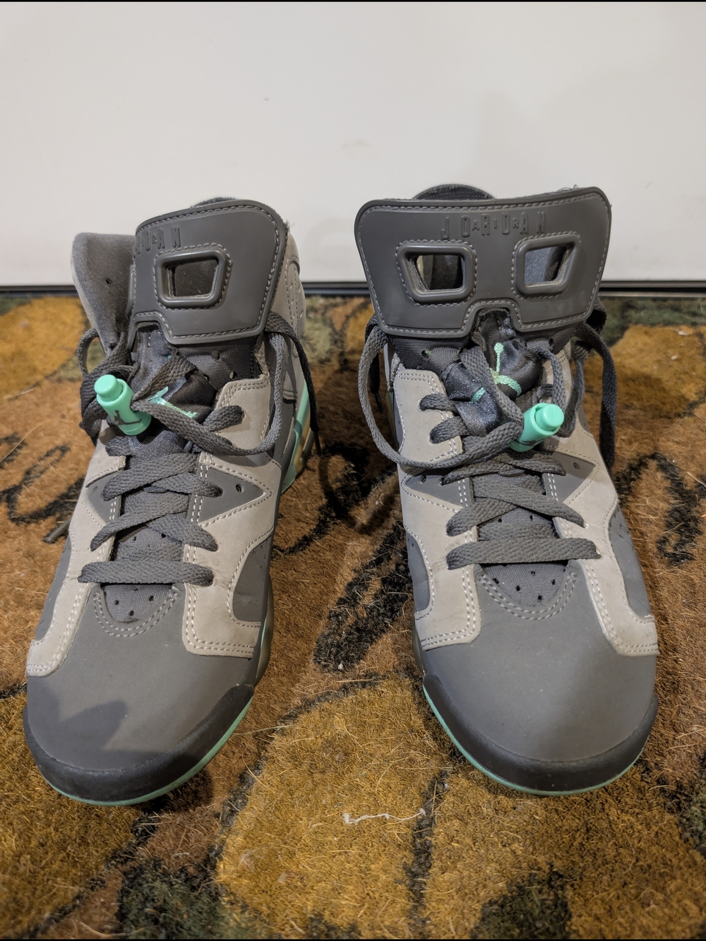 Jordan Gray and Mint High-Top Sneakers